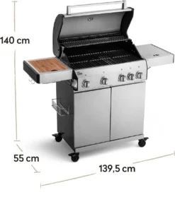 Burnhard Gas BBQ Big FRED Deluxe - 4 Branders - Incl. Keramische Infraroodbrander & Afdekhoes - Deluxe -Home Keuken Winkel 1063x1200 4