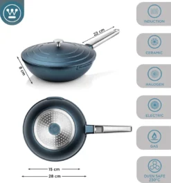 Westinghouse Performance Series - Wokpan Inductie - 28cm Luxe Wok Met Deksel - Blauw - Geschikt Voor Alle Warmtebronnen -Home Keuken Winkel 1120x1200