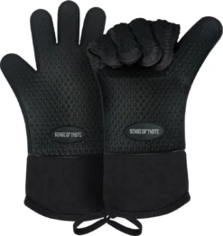 Sense Of Taste Ovenwanten - 2 Stuks - Ovenhandschoenen - Hittebestendig - 230°C - Siliconen - Zwart - Koken - Extra Lang