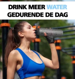 Swilix ® Drinkfles - 1 Liter - Drinkfles Met Tijdmarkering - Grijs -Home Keuken Winkel 1135x1200 2