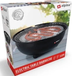 Alpina Elektrische BBQ - Tafel-Barbecue - Geen Rook - Binnen Barbecueën - 1250W - Ø 30 Cm - Zwart -Home Keuken Winkel 1137x1200 5