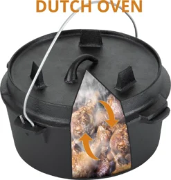 Dutch Mountains Gietijzeren Pannenset 7-delig - Dutch Oven – Braadpan - Grillpan - Hapjespan - Kookset In Houten Transportkist - Deksellifter - Brander -Home Keuken Winkel 1139x1200 1
