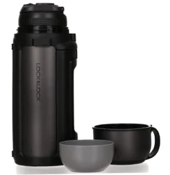 Lock&Lock Thermoskan - Isoleerkan - Thee En Koffie - Lekvrij - 1,5 Liter - RVS - Inklapbaar Handvat - Zwart -Home Keuken Winkel 1161x1200