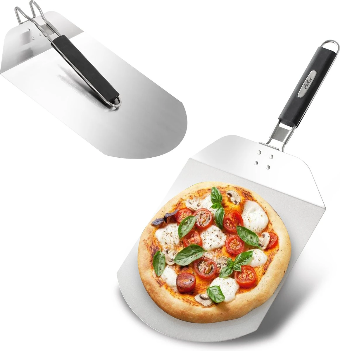 Bighorn Pizzaschep Voor BBQ En Oven-Inklapbare Handgreep -Pizzasnijder- Edelstaal -geschikt Als Broodschep En Ovenschep - SRPT01 7 Bighorn Pizzaschep Voor BBQ En Oven-Inklapbare Handgreep -Pizzasnijder- Edelstaal -geschikt Als Broodschep En Ovenschep - SRPT01 - Afbeelding 7