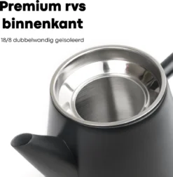 Vatten® - Premium RVS Theepot - Incl. RVS Theefilter - 1L - Zwart - Dubbelwandig -Home Keuken Winkel 1175x1200 1