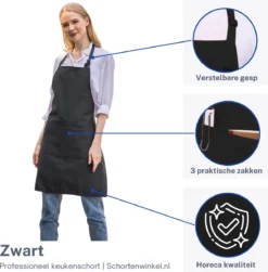 Schortenwinkel - Professioneel Keukenschort - Kookschort - Horeca - Zwart -Home Keuken Winkel 1180x1200