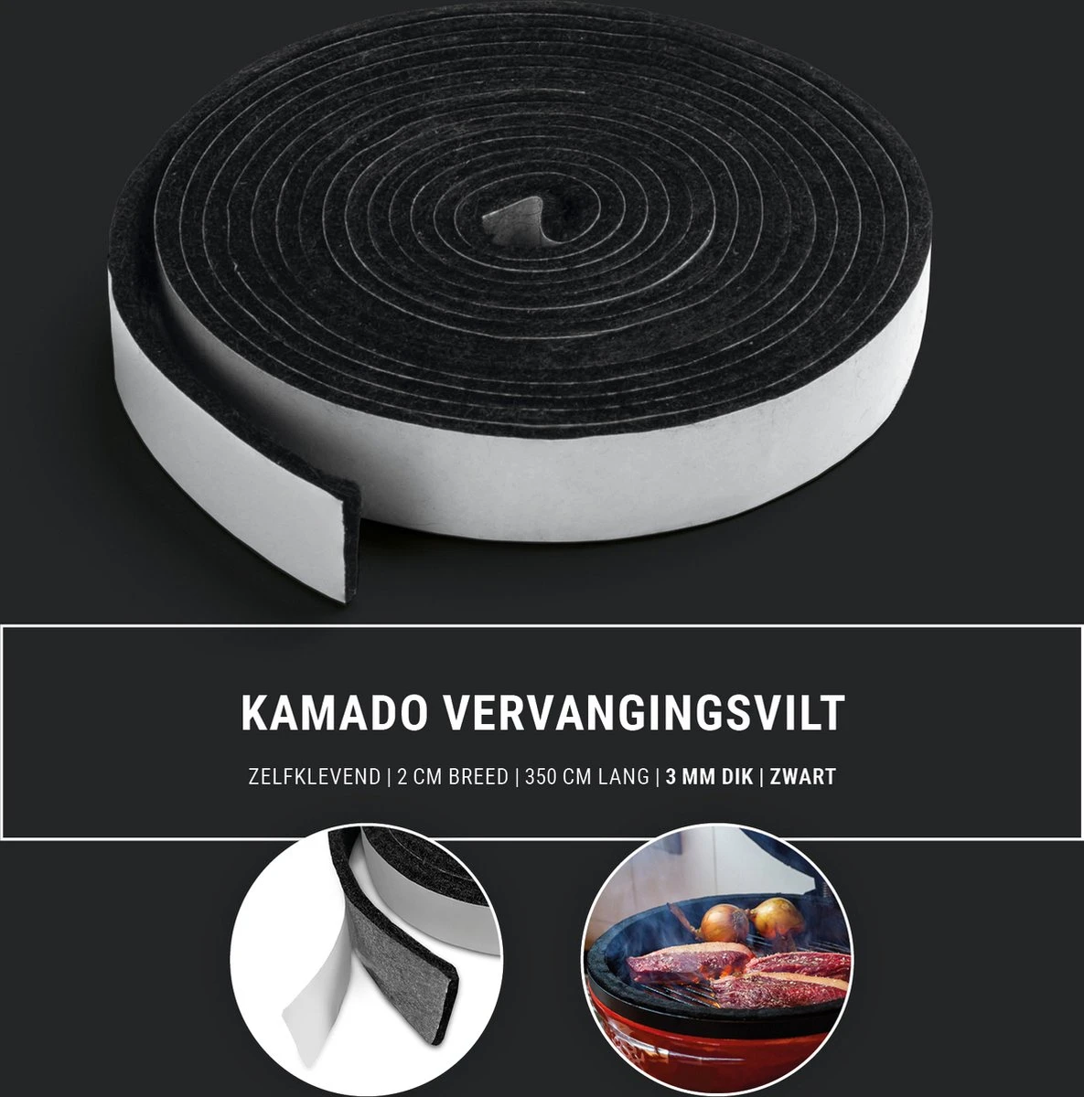 Kamado Vilt | BBQ Vilt | 3 Mm Dik ZWART | Kamado Vervangingsvilt | Hitteseal / Luchtseal BBQ | Geschikt Voor: Big Green Egg, Black Bastard, Kamado Joe, Big Joe & Grill Guru 1 Kamado Vilt | BBQ Vilt | 3 Mm Dik ZWART | Kamado Vervangingsvilt | Hitteseal / Luchtseal BBQ | Geschikt Voor: Big Green Egg, Black Bastard, Kamado Joe, Big Joe & Grill Guru