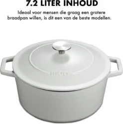 MOA Gietijzeren Braadpan - Inhoud 7,2 Liter - 30CM - Rond - Alle Warmtebronnen - Ook Voor Inductie - Gewicht 7,3 Kg - Wit - C30W -Home Keuken Winkel 1192x1200 3