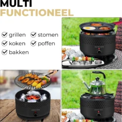 Ozocozy BBQ-ONE Houtskool Tafelbarbecue - Ø30 Cm- Zwart - Incl. Draagtas, Siliconen Bakkwast En RVS-Barbecuetang -Home Keuken Winkel 1193x1200 5