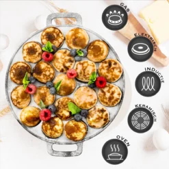 IRONO Poffertjespan Set - Incl. Doseerfles, Kwast En Vork - Poffertjespan Inductie En Electrisch - Poffertjesmaker 19 Poffertjes - Poffertjes Maken - Spuitfles - Cadeau Voor Mannen En Vrouwen -Home Keuken Winkel 1198x1200 5