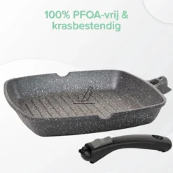 Coninx Grillpan 28CM - Steakpan - Afneembare Handgreep - PFAS-vrij - Grijs -Home Keuken Winkel 1198x1200 7
