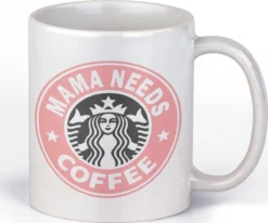 Mok | MAMA NEEDS COFFEE Roze | Starbucks Logo | Cadeau Voor Moeder | Cadeutje Voor Haar | Vrouw | Verjaardag | Moederdag