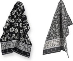 Luxe Keukendoek En Theedoek Dragonfly Zwart Van Bunzlau Castle | 100% Biologisch Katoen | Keukendoek 60x53cm En Theedoek 65x65cm