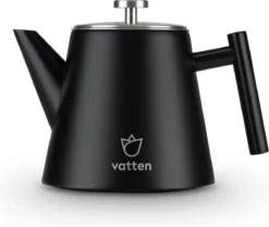Vatten® - Premium RVS Theepot - Incl. RVS Theefilter - 1L - Zwart - Dubbelwandig