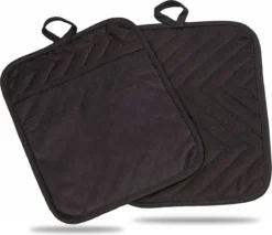 Roegaarden Pannenlappen - Pannenlap - 2 Stuks - Met Insteekvakken - Zwart