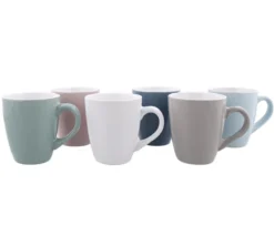 Koffiekopjes Set Van 6 - 15cl - Pastel - Aardewerk - Roze - Donker Blauw - Licht Blauw - Wit - Grijs - Groen - Bestel 1 Krijg Er 3 Gratis