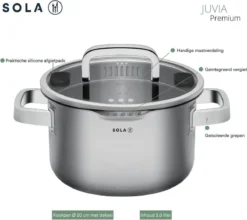 Sola Pannenset Juvia - 4 Delig - Ø 16,16,18,20 Cm - Zilver - RVS - Sandwichbodem -Home Keuken Winkel 1200x1069