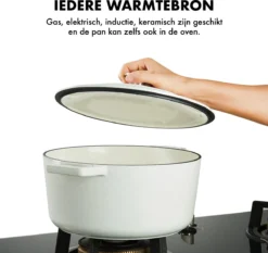MOA Gietijzeren Braadpan - Inhoud 7,2 Liter - 30CM - Rond - Alle Warmtebronnen - Ook Voor Inductie - Gewicht 7,3 Kg - Wit - C30W -Home Keuken Winkel 1200x1131 1