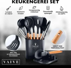 VAIVE Kookgerei Set 13-delig Met Houder - Keukengerei Set - Garde - Spatel Silicone -Home Keuken Winkel 1200x1151