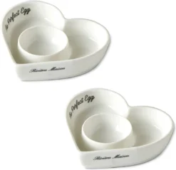 Riviera Maison Eierdop Set Van 2 - The Perfect Heart Egg Cup - Porselein