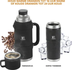 MacGyver RVS Thermoskan 1.5 Ltr – RVS Thermosbeker 0,55 Ltr - Langdurig Warm/koud - Zwart -Home Keuken Winkel 1200x1180 1