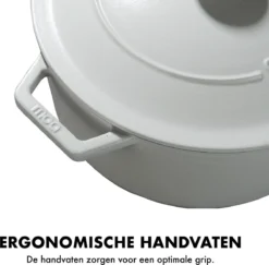 MOA Gietijzeren Braadpan - Inhoud 7,2 Liter - 30CM - Rond - Alle Warmtebronnen - Ook Voor Inductie - Gewicht 7,3 Kg - Wit - C30W -Home Keuken Winkel 1200x1181