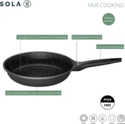 Sola Koekenpan Fair Cooking - Ø 28 Cm - Zwart/wit - Aluminium - Antiaanbaklaag -Home Keuken Winkel 1200x1189