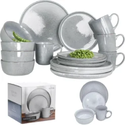 Excellent Serviesset - Servies - 16 Stuks - Aardewerk - Grijs -Home Keuken Winkel 1200x1193 2
