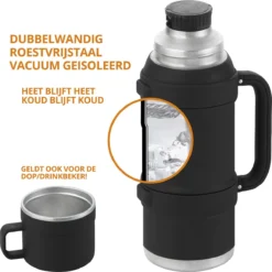 MacGyver RVS Thermoskan 1.5 Ltr – RVS Thermosbeker 0,55 Ltr - Langdurig Warm/koud - Zwart -Home Keuken Winkel 1200x1198 32