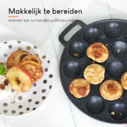 Ocina Poffertjespan – Combo Pack – 19 Poffertjes – Poffertjesmaker – Poffertjespan Inductie – Poffertjespan Electrisch – Gietijzeren Pan - Inclusief Doseerfles, Handvaten, 6x Poffertjesvorken En Invetkwast – Gratis Receptenboek -Home Keuken Winkel 1200x1198 7