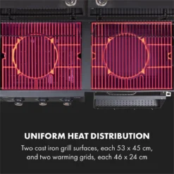 Klarstein Kingsville Double Barbecue - Houtskool- En Gasbarbecue - Smoker BBQ - Inclusief Deksels En Thermometer - Met 2 Roosters - Zwart -Home Keuken Winkel 1200x1200 1005