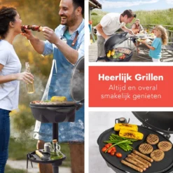 KitchenBrothers Elektrische BBQ - Met Grillplaat - Anti-aanbaklaag - Incl. Plank/Houders - Grilloppervlak 46,5x33,8cm - Tot 300°C - 2400W - Zwart -Home Keuken Winkel 1200x1200 1015