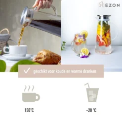 MÊZON® Schenkkan - Glazen Waterkan - Waterkaraf Voor Fruitwater - Multifunctionele Decanteer Karaf - Kan Met Deksel - 1.5L Capaciteit -Home Keuken Winkel 1200x1200 1128