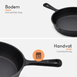 Ocina Gietijzeren Pan – Set Van 3 Stuks – ø25cm, ø19.5cm En ø16cm - Skillet - Koekenpan – Hapjespan – Koekenpan Inductie – Koekenpannenset - Gietijzeren Pan Bbq - Gietijzer - Incl. Receptenboek -Home Keuken Winkel 1200x1200 325