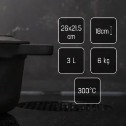 Gietijzeren Braadpan - Sudderpan Zwart Van Daumonet - Ovaal - Ø 29 Cm - 3 Liter - 100% PFAS & PFOA Vrij - Emaille - Geschikt Voor Alle Warmtebronnen - Elektrisch - Gas - Halogeen - Inductie - Keramisch - Vaatwasserbestendig -Home Keuken Winkel 1200x1200 347