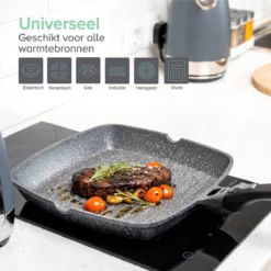 Coninx Grillpan 28CM - Steakpan - Afneembare Handgreep - PFAS-vrij - Grijs -Home Keuken Winkel 1200x1200 385