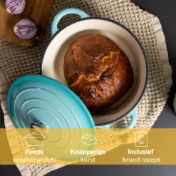 Chefarone Gietijzeren Pan - Braadpan Inclusief Deksel - Geschikt Voor Alle Warmtebronnen - Geëmailleerd Blauw -Home Keuken Winkel 1200x1200 390