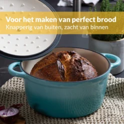 Chefarone Gietijzeren Pan - Braadpan Inclusief Deksel - Geschikt Voor Alle Warmtebronnen - Geëmailleerd Blauw -Home Keuken Winkel 1200x1200 392