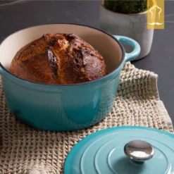 Chefarone Gietijzeren Pan - Braadpan Inclusief Deksel - Geschikt Voor Alle Warmtebronnen - Geëmailleerd Blauw -Home Keuken Winkel 1200x1200 394