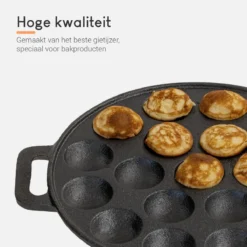 Ocina Poffertjespan – Combo Pack – 19 Poffertjes – Poffertjesmaker – Poffertjespan Inductie – Poffertjespan Electrisch – Gietijzeren Pan - Inclusief Doseerfles, Handvaten, 6x Poffertjesvorken En Invetkwast – Gratis Receptenboek -Home Keuken Winkel 1200x1200 399