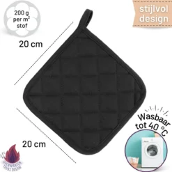 Merkloos Tavas Dream Hittebestendige Pannenlappen | 2 Stuks | Katoen, Thermolite | Tot 220°C | Zwart -Home Keuken Winkel 1200x1200 497
