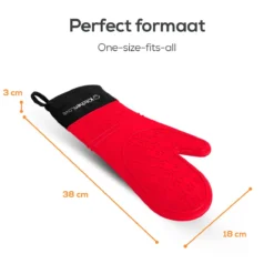 KitchenLove Ovenwanten - 2 Stuks Ovenhandschoenen - Hittebestendig Tot 250 °C - Siliconen - Rood -Home Keuken Winkel 1200x1200 516
