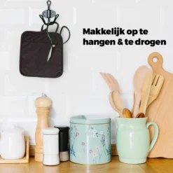 Roegaarden Pannenlappen - Pannenlap - 2 Stuks - Met Insteekvakken - Zwart -Home Keuken Winkel 1200x1200 533