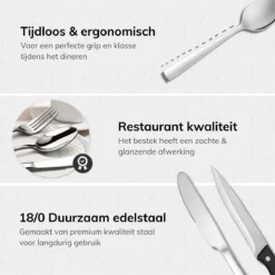 Deleca 12 Persoons Bestekset (72-delig) - Lepels, Messen, Vorken & Steakmessen - Vaatwasserbestendig - Zilver / RVS -Home Keuken Winkel 1200x1200 555