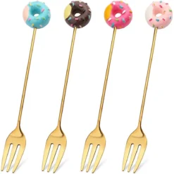 Gebaksvorkjes Donut Set Van 4 Taartvorkjes - Goud