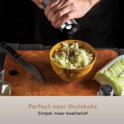 DODANA Premium Peper - & Zoutmolen Elektrisch - 1 Stuk - Pepermolen - Zoutmolen - Oplaadbaar - USB - Elektrische Pepermolen - RVS - Zwaartekracht Functie - LED Lamp - Nl Handleiding - Incl Borsteltje -Home Keuken Winkel 1200x1200 629