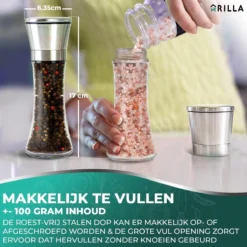 Peper En Zoutmolen Set - RVS Zout En Peperstel - Zoutvaatje En Pepermolen - 2 In 1 -Home Keuken Winkel 1200x1200 636