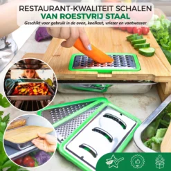 Ecowize 3-in-1 Bamboe Snijplank Met Opvangbak - Snijplank Hout Incl. 3 Roestvrijstalen Opvangbakjes Met Bamboe Deksel, 4 Inzetbare Raspen - Groentesnijder, Hakblok, Borrelplank, Tapasplank, Broodplank - 40x30cm - Duurzaam Cadeau -Home Keuken Winkel 1200x1200 654