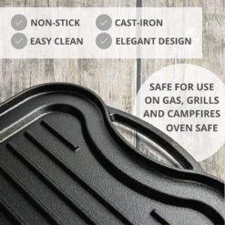 Nuovva Dubbelzijdig Gietijzeren Grillplaat - 50cm X 26cm -Home Keuken Winkel 1200x1200 68