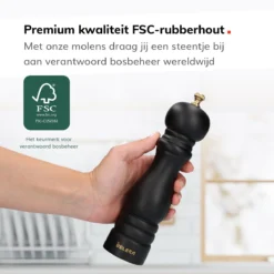 Deleca Luxe Peper En Zoutmolen Set - Met Geschenkdoos - Zout / Pepermolen - Rubberhout - Zwart & Goud -Home Keuken Winkel 1200x1200 681
